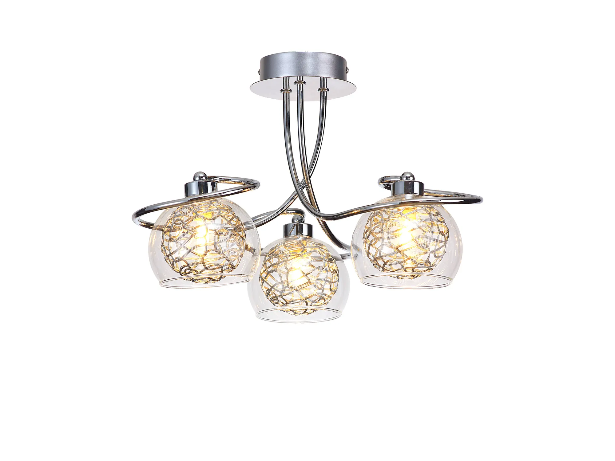 D0837  Talia Glass Semi Ceiling 3 Light Polished Chrome